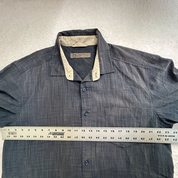 REI Mens Short Sleeve Button-Up Shirt Large Gray Space Dye Casual Lightweight - Picture 6 of 7